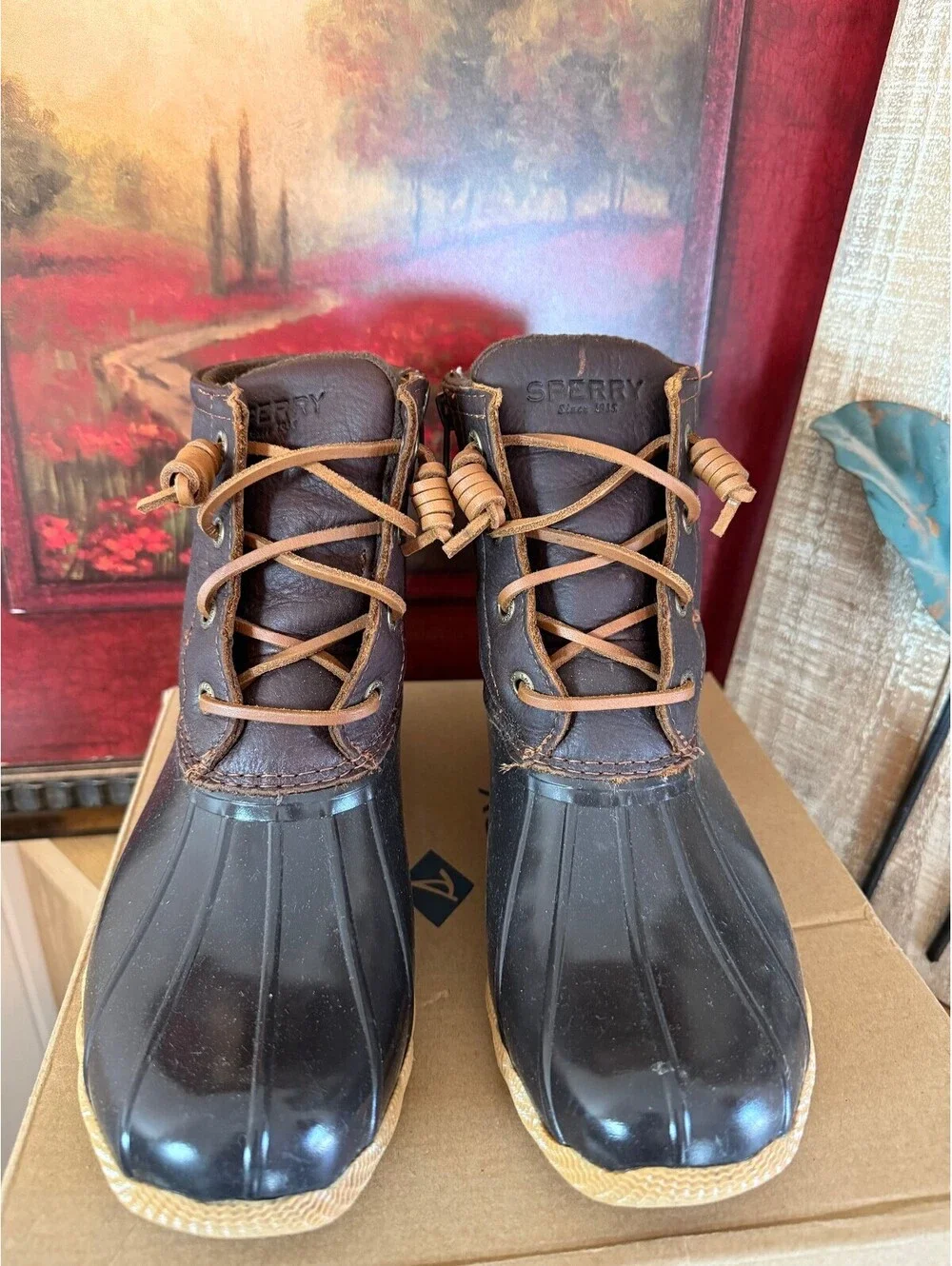 Sperry Saltwater Women's 6.5W Brown Leather Waterproof Boots